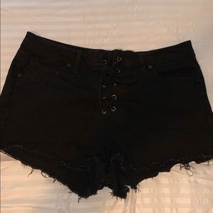 Black Cross Tied Shorts